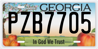 GA license plate PZB7705