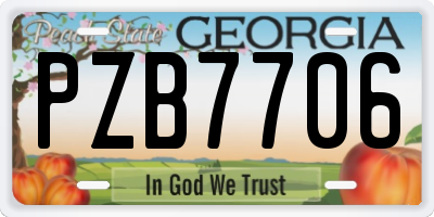 GA license plate PZB7706