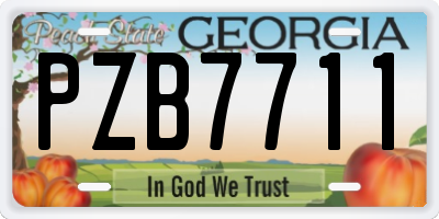 GA license plate PZB7711