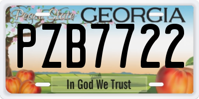 GA license plate PZB7722