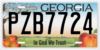 GA license plate PZB7724