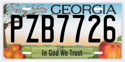 GA license plate PZB7726