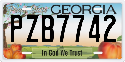 GA license plate PZB7742