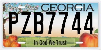 GA license plate PZB7744
