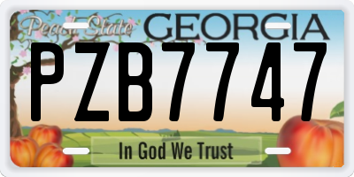 GA license plate PZB7747