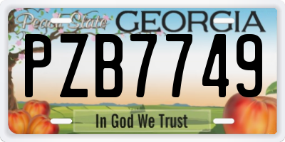 GA license plate PZB7749