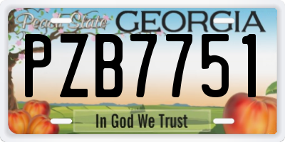 GA license plate PZB7751