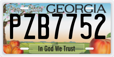 GA license plate PZB7752