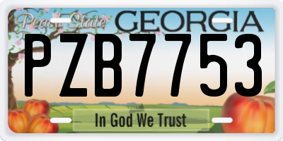 GA license plate PZB7753