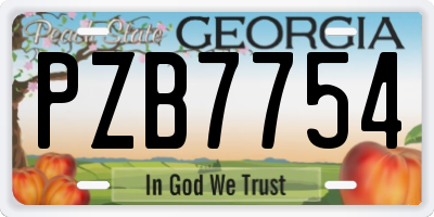 GA license plate PZB7754