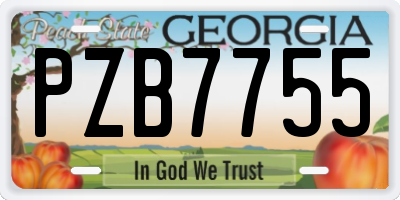 GA license plate PZB7755