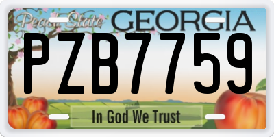 GA license plate PZB7759