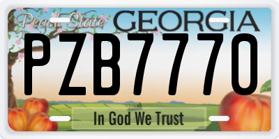 GA license plate PZB7770