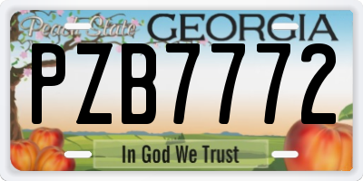 GA license plate PZB7772