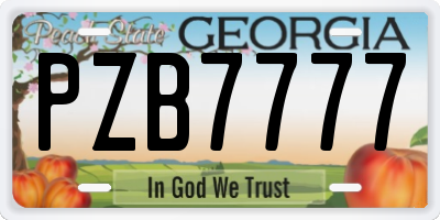 GA license plate PZB7777