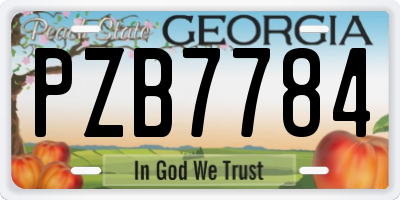 GA license plate PZB7784