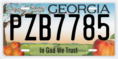 GA license plate PZB7785