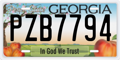 GA license plate PZB7794