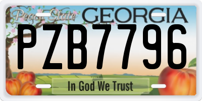 GA license plate PZB7796
