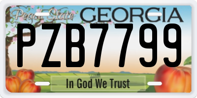GA license plate PZB7799