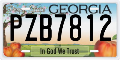 GA license plate PZB7812