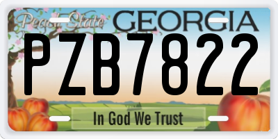 GA license plate PZB7822
