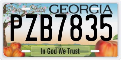 GA license plate PZB7835