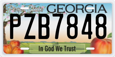 GA license plate PZB7848