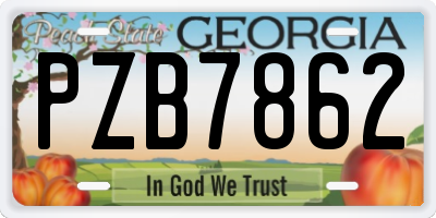 GA license plate PZB7862