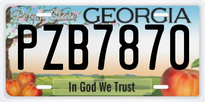 GA license plate PZB7870