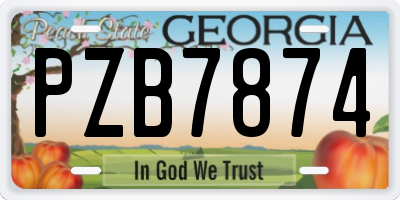 GA license plate PZB7874