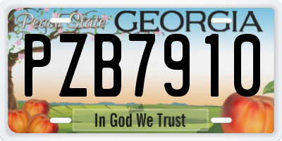 GA license plate PZB7910