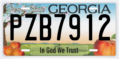 GA license plate PZB7912