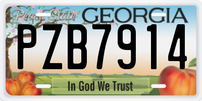 GA license plate PZB7914