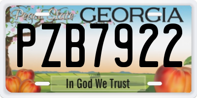 GA license plate PZB7922