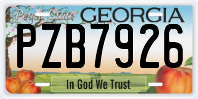 GA license plate PZB7926