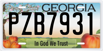 GA license plate PZB7931