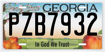 GA license plate PZB7932