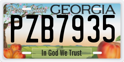 GA license plate PZB7935
