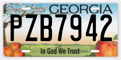 GA license plate PZB7942