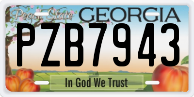 GA license plate PZB7943