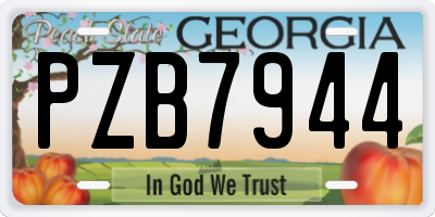 GA license plate PZB7944