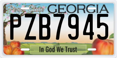 GA license plate PZB7945