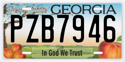 GA license plate PZB7946