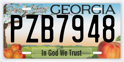 GA license plate PZB7948