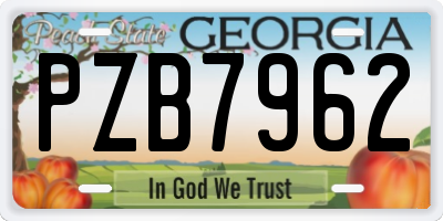 GA license plate PZB7962