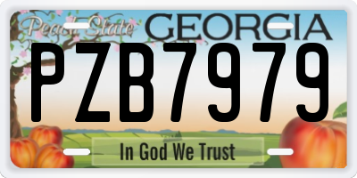 GA license plate PZB7979