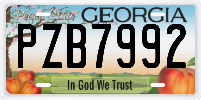 GA license plate PZB7992