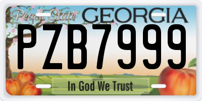 GA license plate PZB7999