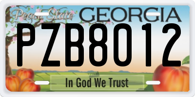 GA license plate PZB8012